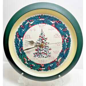Vtg 1999 Musical Christmas Songs Tree Wreath Wall Clock Jerry Schurr WORKS
